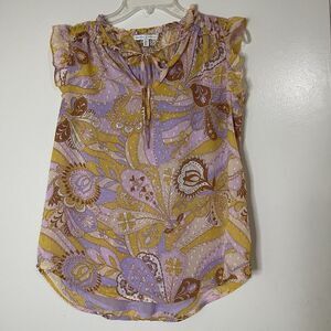 Anthropologie Maison d'amelie paisley yellow flowy floral top size small